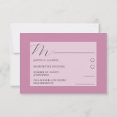 素朴野草ダークピンクRSVP結婚の 出欠カード (裏面)