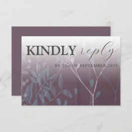 素朴野草ダークプラムRSVP結婚の 出欠カード