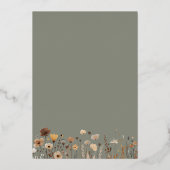 素朴野草花結婚セージ金ゴールド 箔招待状 (裏面)