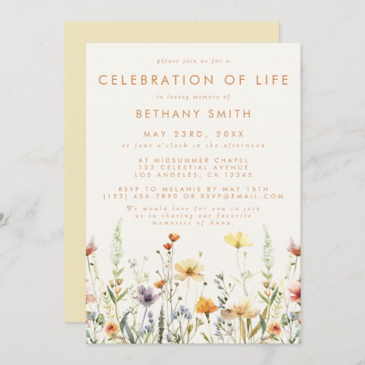 素朴野草追悼式 招待状 (正面/裏面)