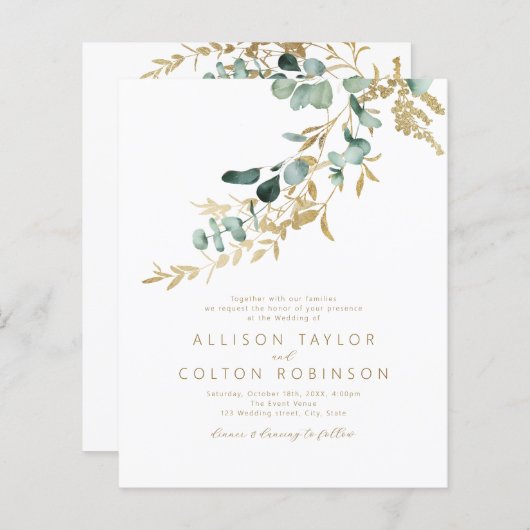 素朴金ゴールドの緑の予算が全て一つ結婚で (正面/裏面)