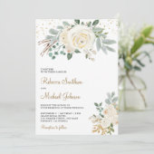 素朴金ゴールドアイボリーのフローラが全て自分の結婚中に 招待状 (スタンド正面)