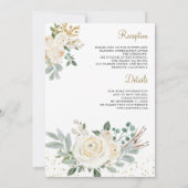 素朴金ゴールドアイボリーのフローラが全て自分の結婚中に 招待状 (裏面)