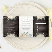 素朴金ゴールドアイボリーフローラすべて一つの木の結婚中 三つ折り招待状