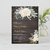 素朴金ゴールドアイボリーフローラすべて一つの木の結婚中 招待状 (スタンド正面)