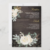 素朴金ゴールドアイボリーフローラすべて一つの木の結婚中 招待状 (裏面)