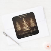 素朴金ゴールドウッドクリスマスツリーろうそくラベル スクエアシール (封筒)