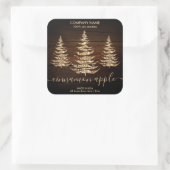素朴金ゴールドウッドクリスマスツリーろうそくラベル スクエアシール (バッグ)