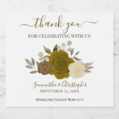 素朴金ゴールドエレガントボホ結婚の感謝 スパークリングワインラベル (シングルラベル)