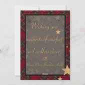 素朴金ゴールドエレガントレッド・プレイド・クリスマスカード シーズンカード (裏面)