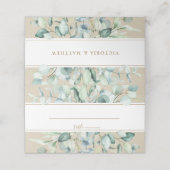 素朴金ゴールドグリーンウォーター結婚カラー プレイスカード (外部開封)