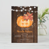 素朴金ゴールドシックフローラウッドライト秋スウィート16 招待状 (スタンド正面)