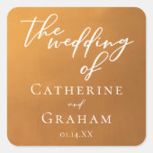 素朴金ゴールドシンプルタイポグラフィ秋の結婚式 スクエアシール (正面)