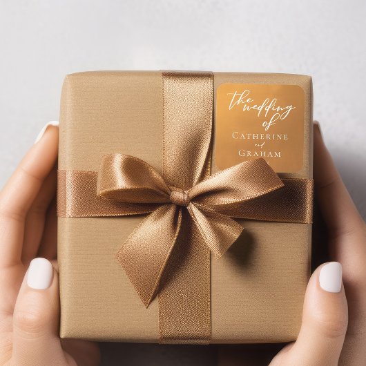 素朴金ゴールドシンプルタイポグラフィ秋の結婚式 スクエアシール