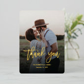 素朴金ゴールドスクリプトありがとうご結婚ざう 箔招待状 (立ち正面)