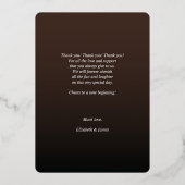 素朴金ゴールドスクリプトありがとうご結婚ざう 箔招待状 (裏面)