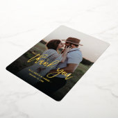 素朴金ゴールドスクリプトありがとうご結婚ざう 箔招待状 (回転した状態)