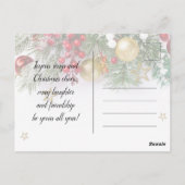 素朴金ゴールドスターズクリスマス招待状 ポストカード (裏面)