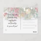 素朴金ゴールドスターズクリスマス招待状 ポストカード (裏面)