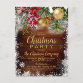 素朴金ゴールドスターズクリスマス招待状 ポストカード (正面)