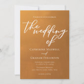 素朴金ゴールドタイポグラフィアーストーンオータム結婚ズ 招待状 (正面)