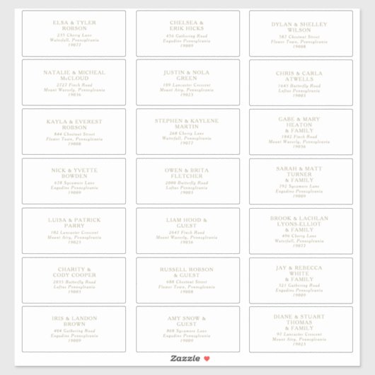 素朴金ゴールドタイポグラフィゲスト住所 シール (シート)