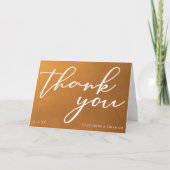 素朴金ゴールドタイポグラフィ秋結婚の サンキューカード (正面)
