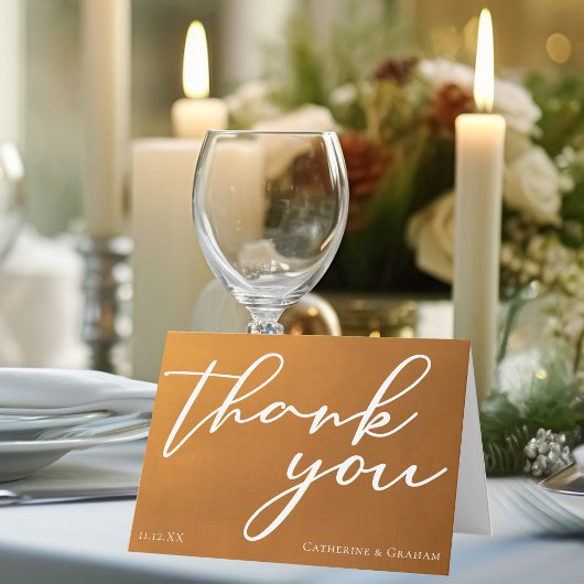 素朴金ゴールドタイポグラフィ秋結婚の サンキューカード