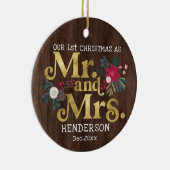 素朴金ゴールドタイポグラフィ第1回クリスマスmrとmrs c セラミックオーナメント (右)