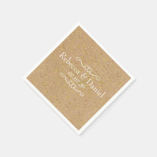 素朴金ゴールドダスト紙吹雪結婚ズ スタンダードカクテルナプキン (角)
