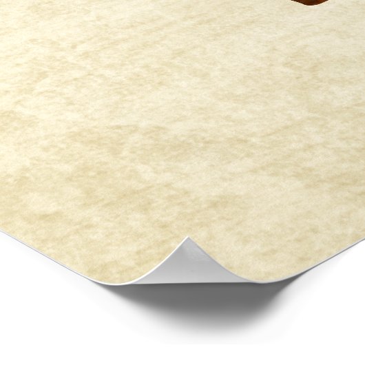 素朴金ゴールドツリーの結婚拇印のゲストブック ポスター (角)