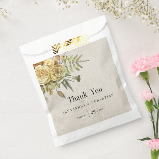 素朴金ゴールドバラオンDamask結婚式 フェイバーバッグ (封をした状態)