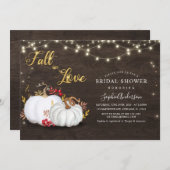 素朴金ゴールドパンプキン秋インラブブライダルシャワー 招待状 (正面/裏面)