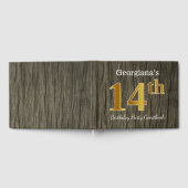 素朴金ゴールドフェイク14th Birthday Party;名前をカスタムする ゲストブック (全面)