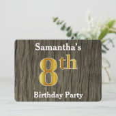 素朴金ゴールドフェイク8th Birthday Party;名前をカスタムする 招待状 (スタンド正面)
