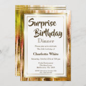 素朴金ゴールドフレーム驚き30th誕生日ディナー 招待状 (正面/裏面)