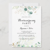 素朴金ゴールドフローラ書道引っ越し祝いパーティーパーティー 招待状 (正面)