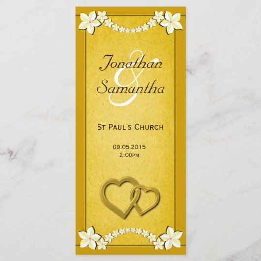 素朴金ゴールドフローラ結婚式 プログラムテンプレート プログラム (正面)