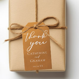 素朴金ゴールドホワイトタイポグラフィシンプル秋の結婚式 ギフトタグ