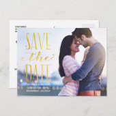 素朴金ゴールドレタリング写真の保存日付 案内ポストカード (正面/裏面)