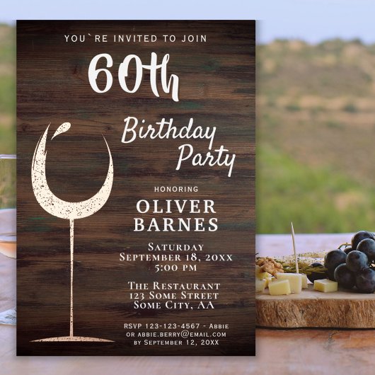 素朴金ゴールドワイングラス60誕生日 箔招待状