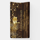 素朴金ゴールド付き木材トーンおめでとうグラッドバナー 横断幕 (縦)