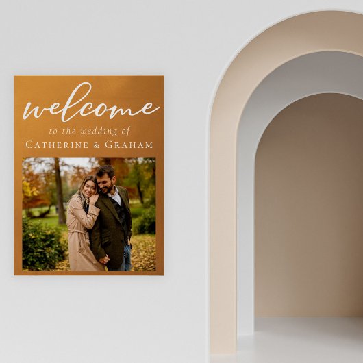 素朴金ゴールド婚約フォト秋の結婚式へようこそ ポスター