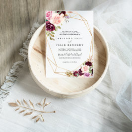 素朴金ゴールド幾何フローラ伝統的結婚の 招待状