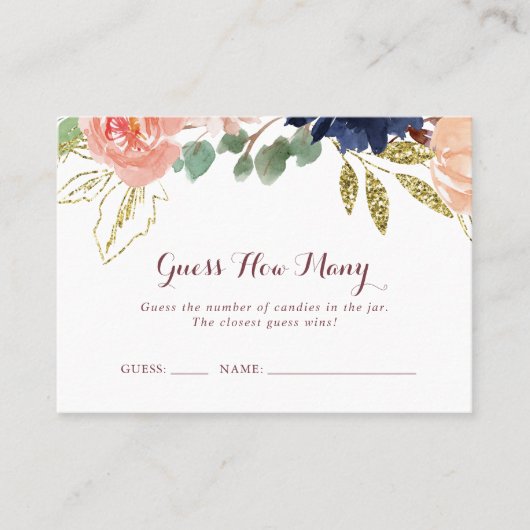 素朴金ゴールド書はゲームカードの数を推測 名刺 (正面)