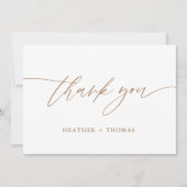 素朴金ゴールド書結婚のサンキューカード サンキューカード (正面)
