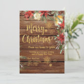 素朴金ゴールド書道クリスマス 招待状 (スタンド正面)