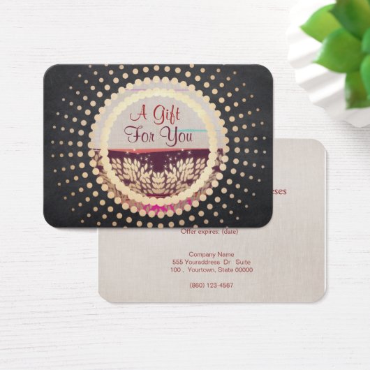 素朴金ゴールド枠の水平線ロゴギフトカード (デスク)