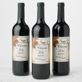 素朴金ゴールド秋アニバーサリーワインラベル ワインラベル (ボトル)