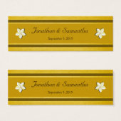 素朴金ゴールド結婚フローラのスリムメッセージカード (正面&裏面)